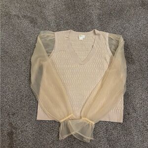 Maeve by Anthropologie Sheer Sleeve Sweater Top – XL